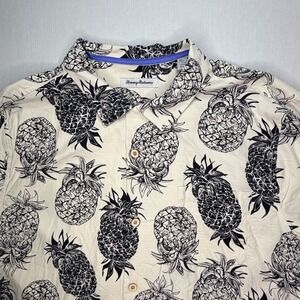 Tommy‎ Bahama XL Mens Silk Shirt Pineapple Print Tropical Hawaiian Camp